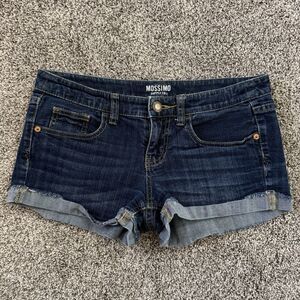 Mossimo Supply Denim Jean Shorts Low Rise Raw Cuffed Hems Juniors Size 9